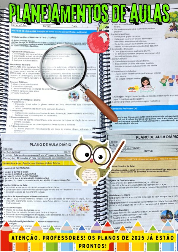 PLANEJAMENTOS DIÁRIOS ANUAL 2025 - EDUCAÇÃO INFANTIL E ENSINO FUNDAMENTAL (1º ao 5º Ano) 📚⭐✏ - Imagem 10