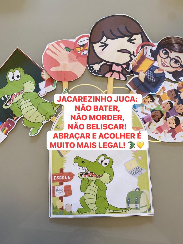 A Historinha do Jacarezinho Juca: NÃO BATER, NÃO MORDER, NÃO BELISCAR! ABRAÇAR E ACOLHER É MUITO MAIS LEGAL! 🐊💛 - Imagem 4