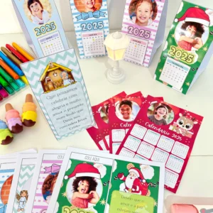 Calendários de Mesa 2025 Personalizáveis com Foto da Criança